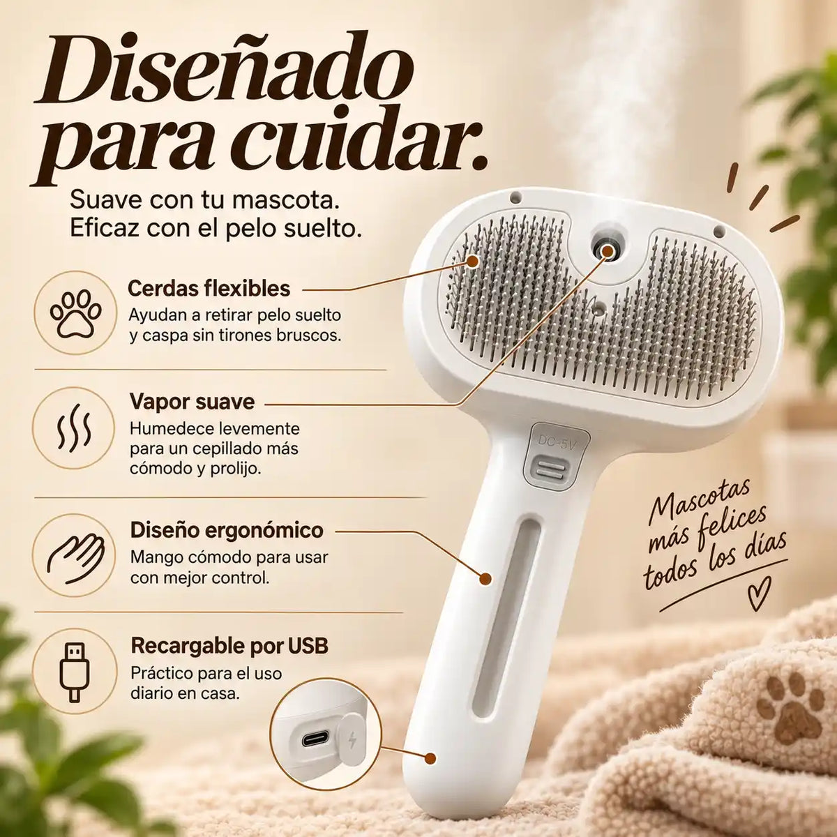 FurClean™ Cepillá, refrescá y eliminá el pelo suelto de tu mascota en una sola pasada.